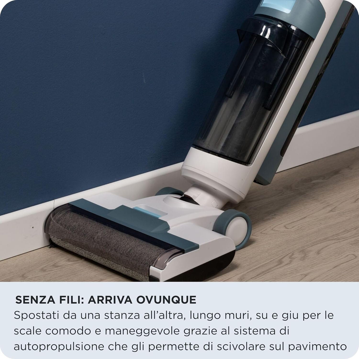 2483 Aqua Force Wash & Vacuum, Aspirapolvere Intelligente, Lavapavimenti Cordless, Senza Fili, Aspira E Lava, Peli Animali, Sporco Liquido E Secco, Capacità 700Ml, Accessori Inclusi