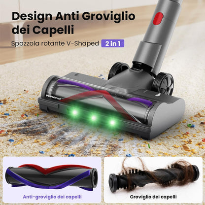 Aspirapolvere Senza Fili, 600W/58000Pa, Scopa Elettrica Senza Fili 75 Min, Aspirapolvere Senza Filo Con LED Touchscreen, Autoportante Anti-Avvolgimento per Tappeti/Pavimenti/Peli Animali