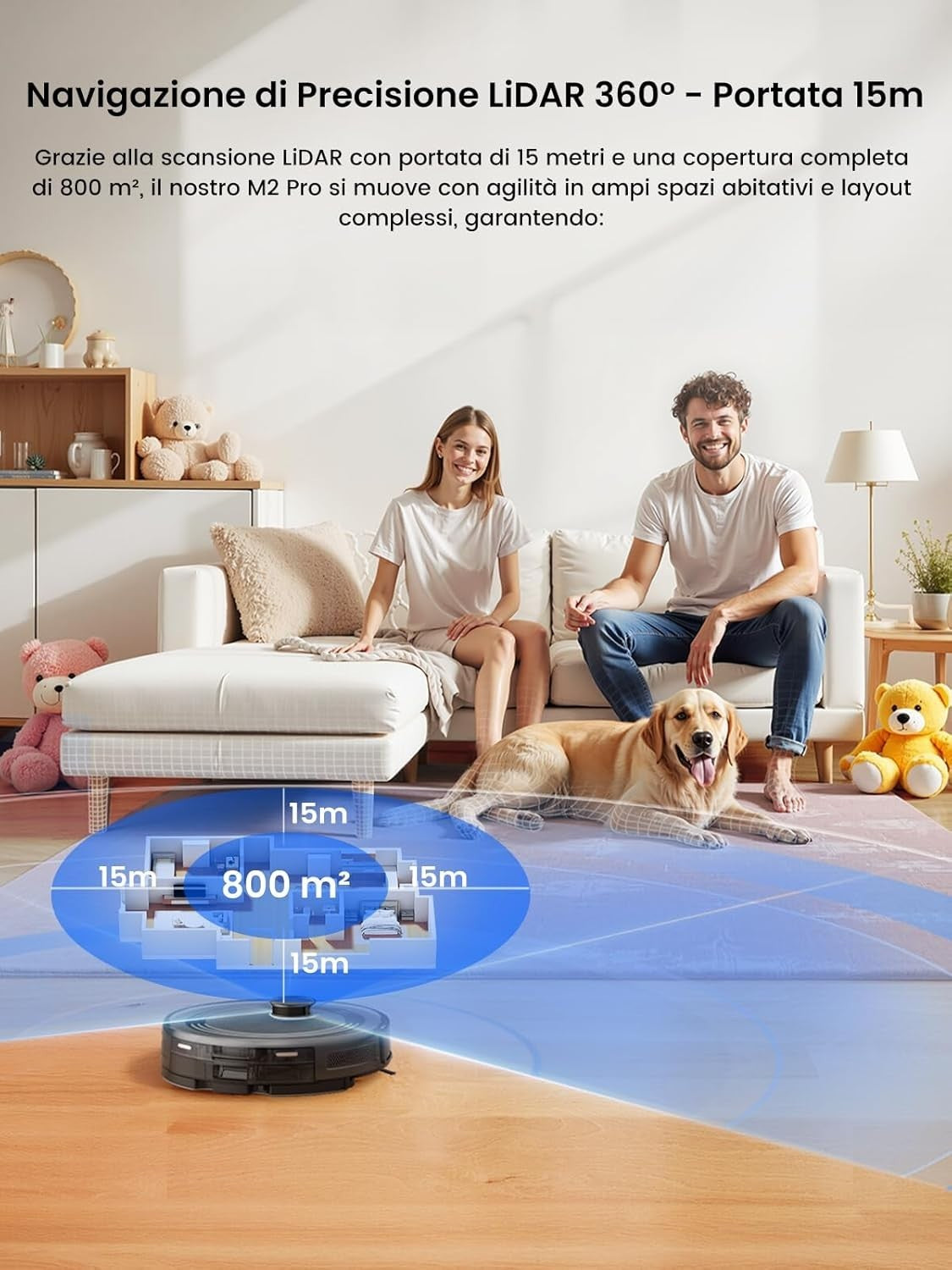 LEFANT M2Pro Robot Aspirapolvere Lavapavimenti Svuotamento Automatico Mappatura