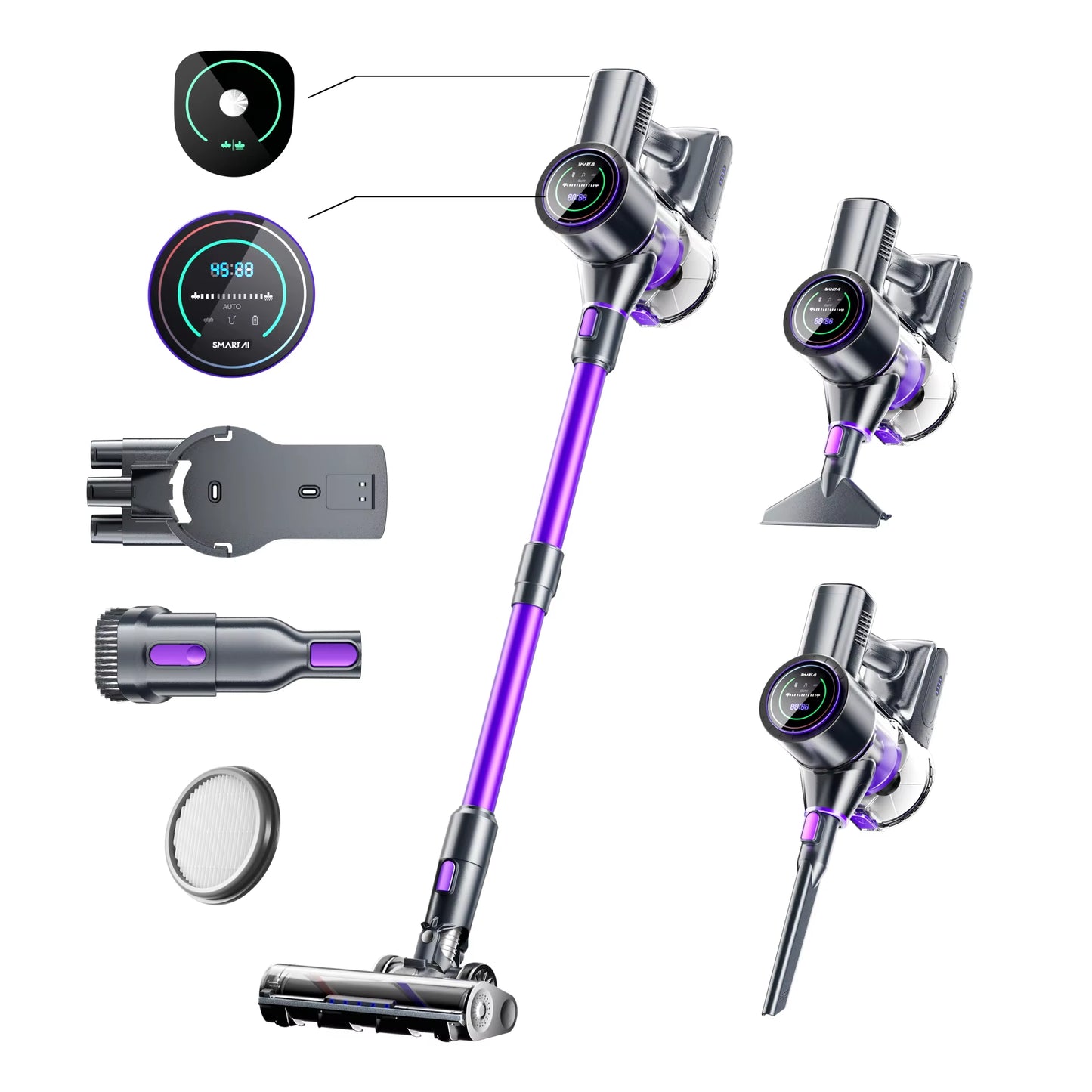 Smartai P40-Upgrade 5-In-1 Cordless Vacuum Cleaner