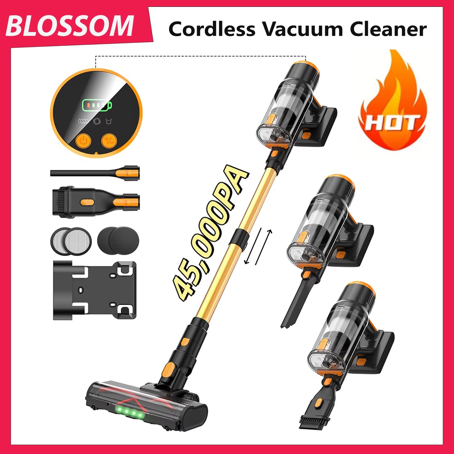 Powerful Cordless Handheld Vacuum Cleaner - 550W Suction for Effortless Cleaning