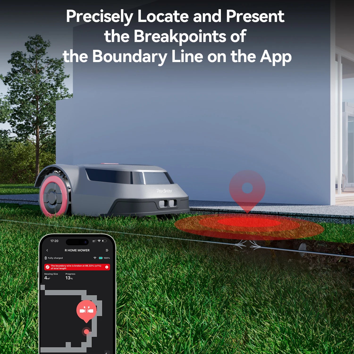 MGC500 Automatic Robot Lawn Mower 0.12 Acre 45% Slope 70Mins Auto Recharge Breakpoint Detection C-TOF Technology