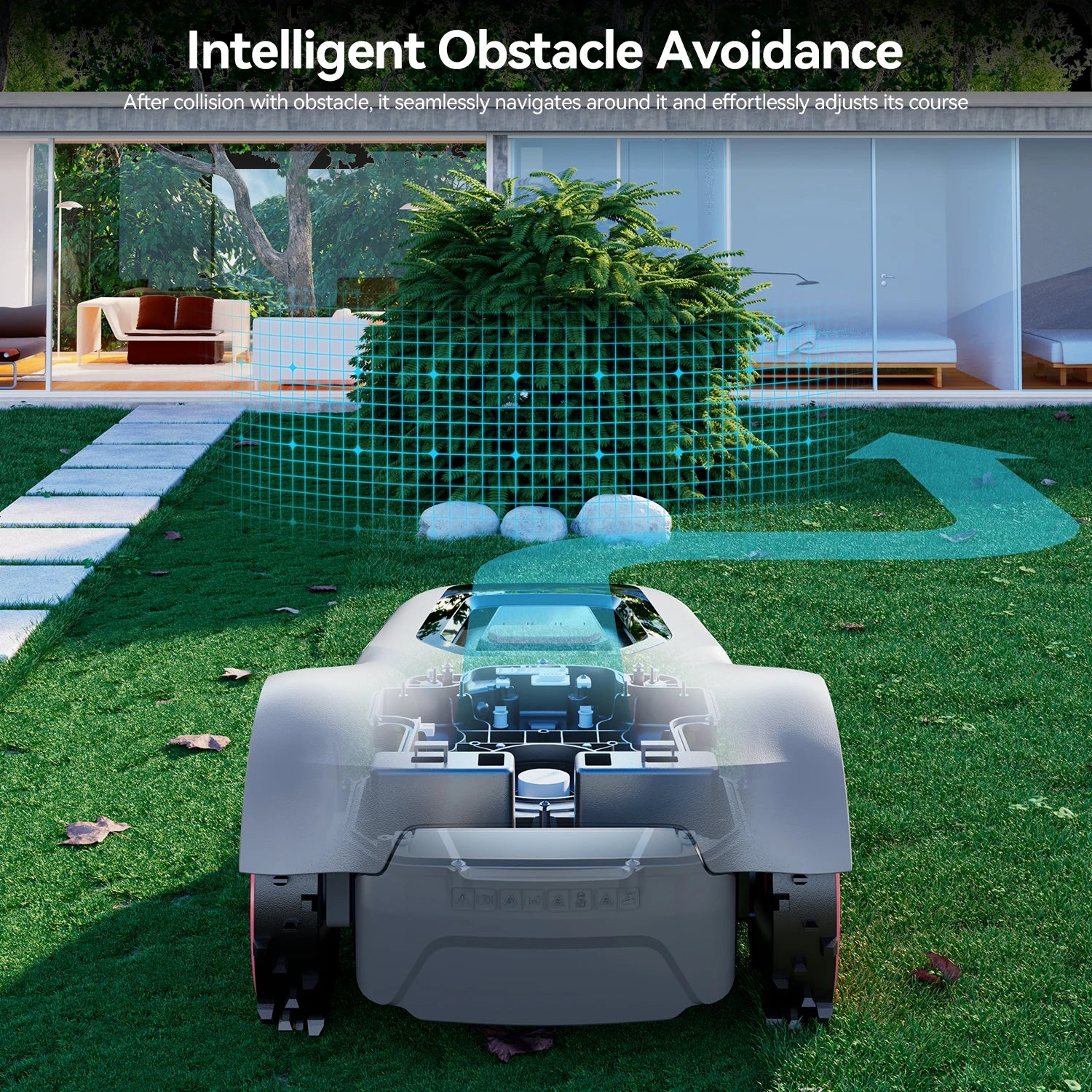 MGC500 Automatic Robot Lawn Mower 0.12 Acre 45% Slope 70Mins Auto Recharge Breakpoint Detection C-TOF Technology