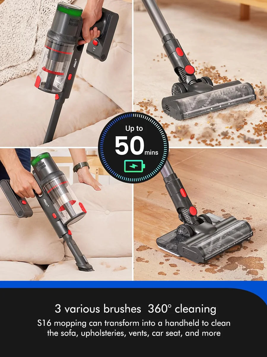 S16 Handheld Vacuum Cleaner 45Kpa 500W Power 6 in 1 Vertical Cordless Vacuum Cleaner LED Display Handheld Sweeper Machine