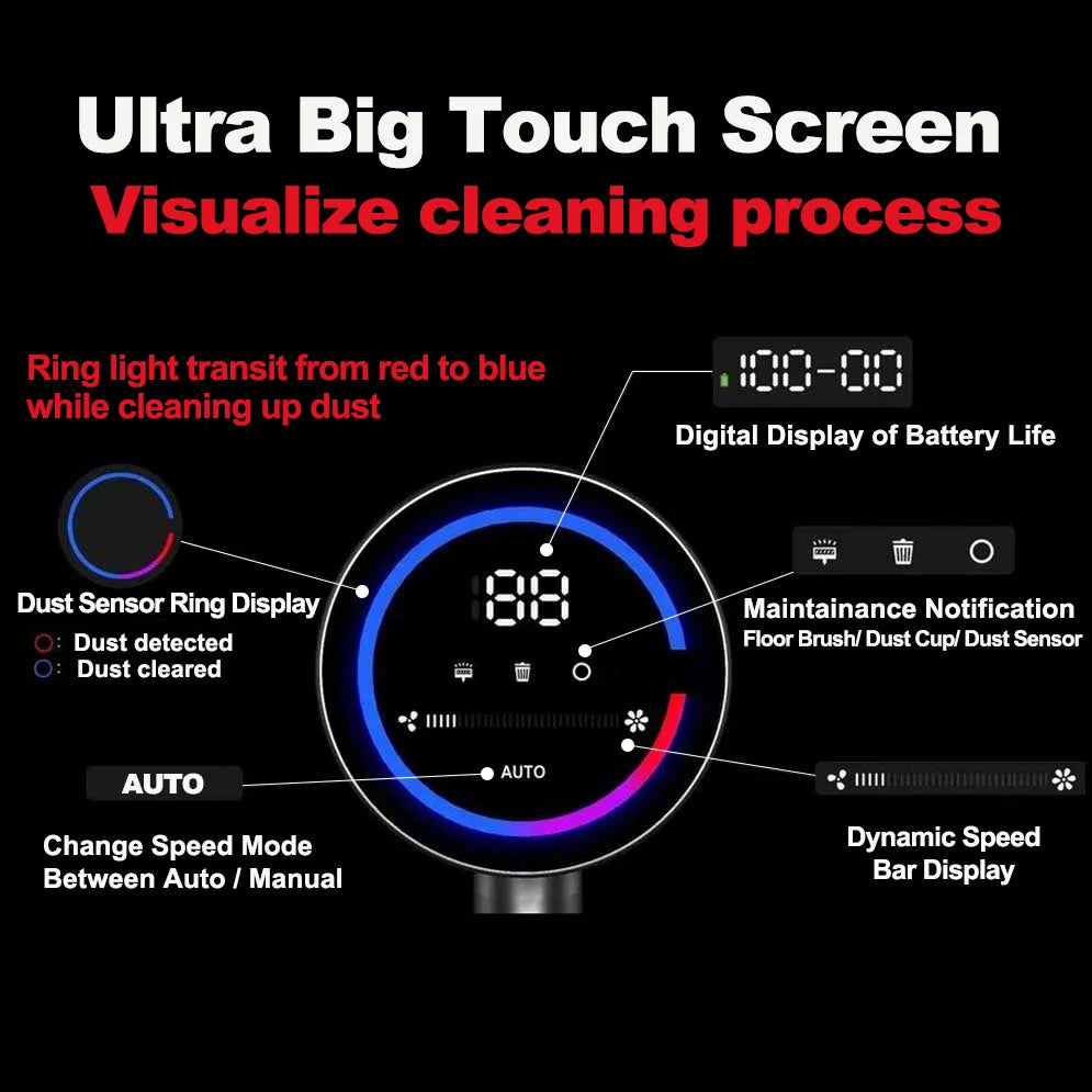 Cordless Handheld Vacuum Cleaner Touch Screen