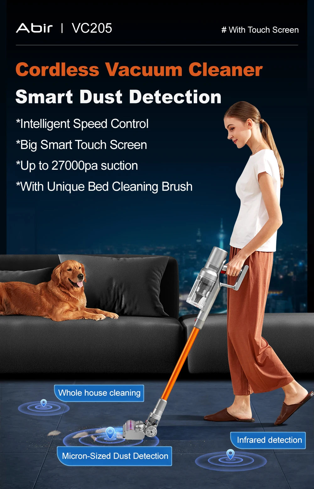Cordless Handheld Vacuum Cleaner Touch Screen