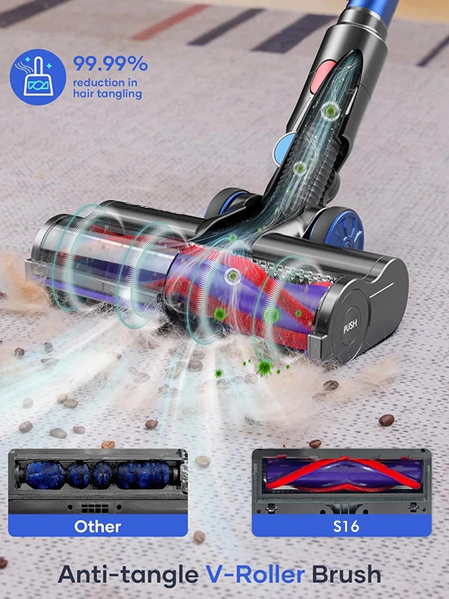 S16 Handheld Vacuum Cleaner 45Kpa 500W Power 6 in 1 Vertical Cordless Vacuum Cleaner LED Display Handheld Sweeper Machine