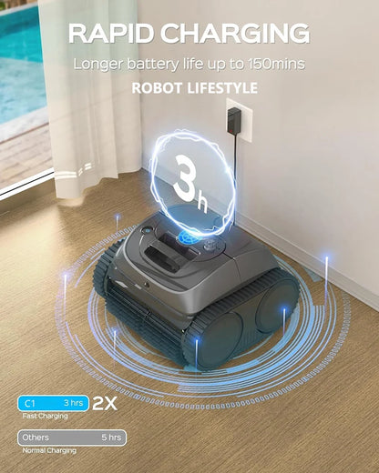 Cordless Robot Swimming Pool Vacuum Cleaner WYBOT C1 APP Control Ultra Stronger Suction,Battery 4600Mah 120Mins Running Time