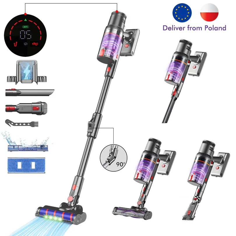 S16 Handheld Vacuum Cleaner 45Kpa 500W Power 6 in 1 Vertical Cordless Vacuum Cleaner LED Display Handheld Sweeper Machine