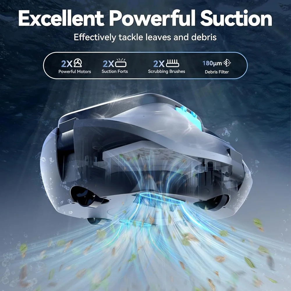 XUSHIDZ SP1 Robot Swimming Pool Cleaner Cordless Powerful Suction Outperforming Runtime Hydrodynamic Intelligent Route Planning