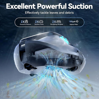 XUSHIDZ SP1 Robot Swimming Pool Cleaner Cordless Powerful Suction Outperforming Runtime Hydrodynamic Intelligent Route Planning