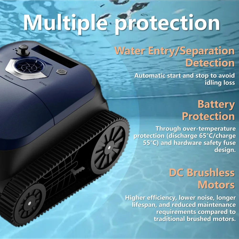 XUSHIDZ SP5 Robot Swimming Pool Cleaner 4500Mah Rechargeable Lithium Battery Intelligent Route Planning Cordless Vacuum Cleaner