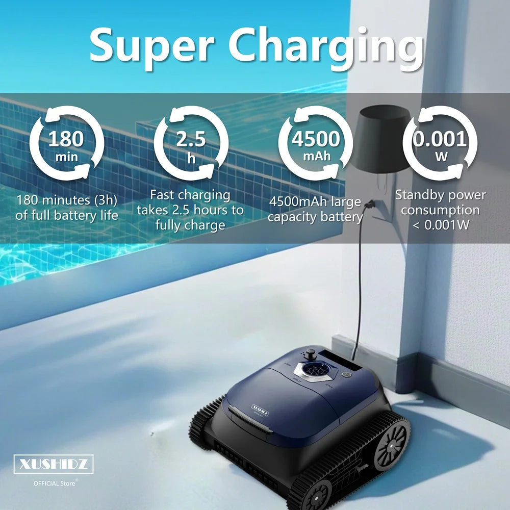 XUSHIDZ SP5 Robot Swimming Pool Cleaner 4500Mah Rechargeable Lithium Battery Intelligent Route Planning Cordless Vacuum Cleaner
