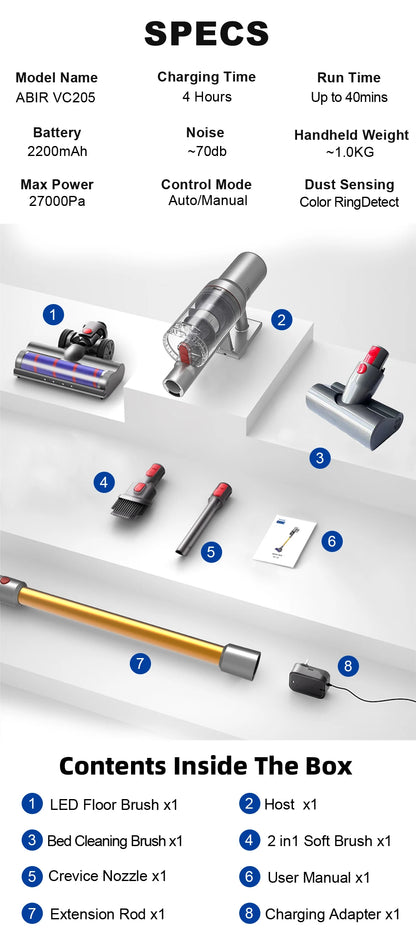 Cordless Handheld Vacuum Cleaner Touch Screen