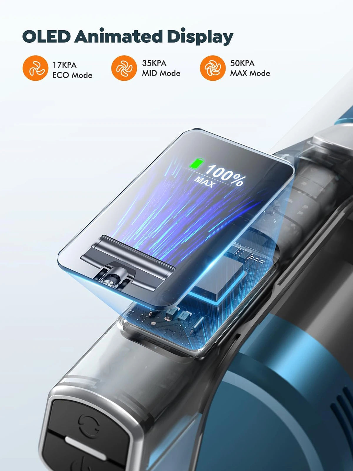 V20 Handheld Vacuum Cleaner 50Kpa 550W Wireless Vacuum Cleaner Home Appliance Cordless Removable Battery LED Display