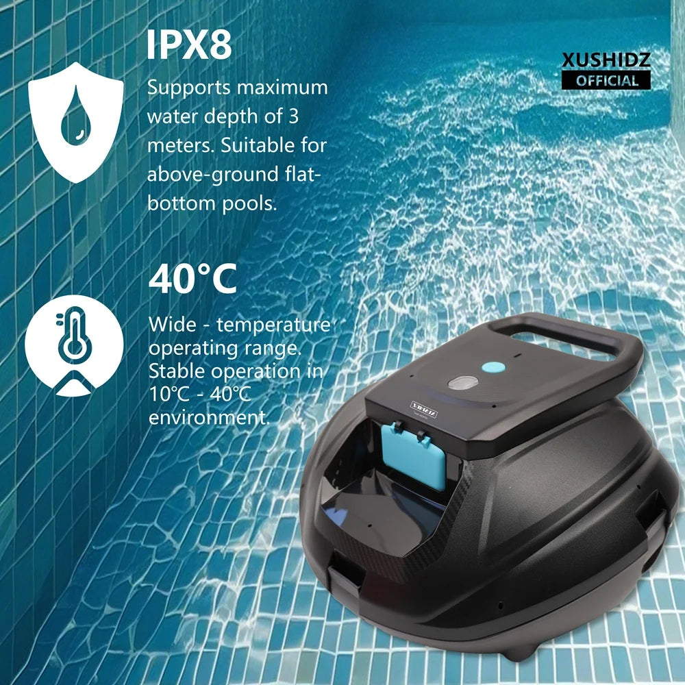 XUSHIDZ SP1 Robot Swimming Pool Cleaner Cordless Powerful Suction Outperforming Runtime Hydrodynamic Intelligent Route Planning