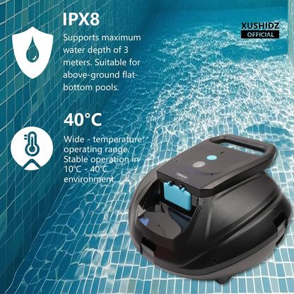 XUSHIDZ SP1 Robot Swimming Pool Cleaner Cordless Powerful Suction Outperforming Runtime Hydrodynamic Intelligent Route Planning