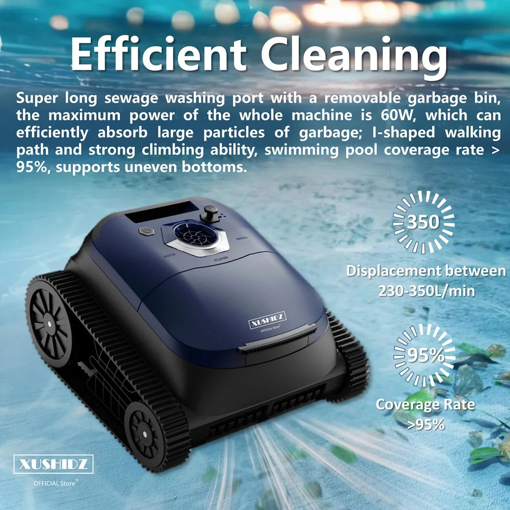 XUSHIDZ SP5 Robot Swimming Pool Cleaner 4500Mah Rechargeable Lithium Battery Intelligent Route Planning Cordless Vacuum Cleaner