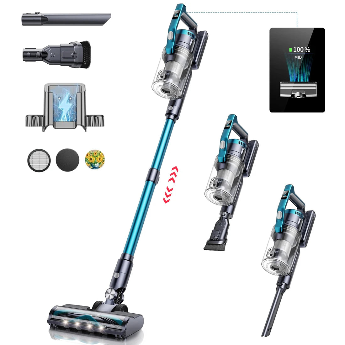 V20 Handheld Vacuum Cleaner 50Kpa 550W Wireless Vacuum Cleaner Home Appliance Cordless Removable Battery LED Display