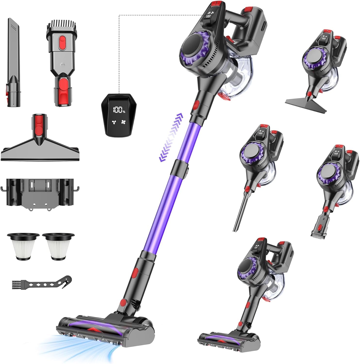 Aspirapolvere Senza Fili | 450W/40000Pa Aspirabriciole Senza Fili, Scopa Elettrica Senza Fili 45 Min Autoportante Anti-Avvolgimento, Scope Elettriche Senza Filo per Tappeti/Pavimenti/Peli Animali