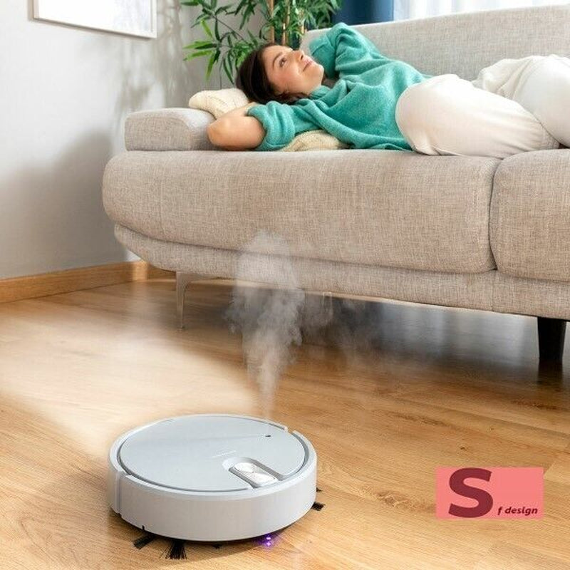 Robot Aspirapolvere Lava Pavimenti per Pulizia 5 in 1 Lucida Disinfetta Luce Uv