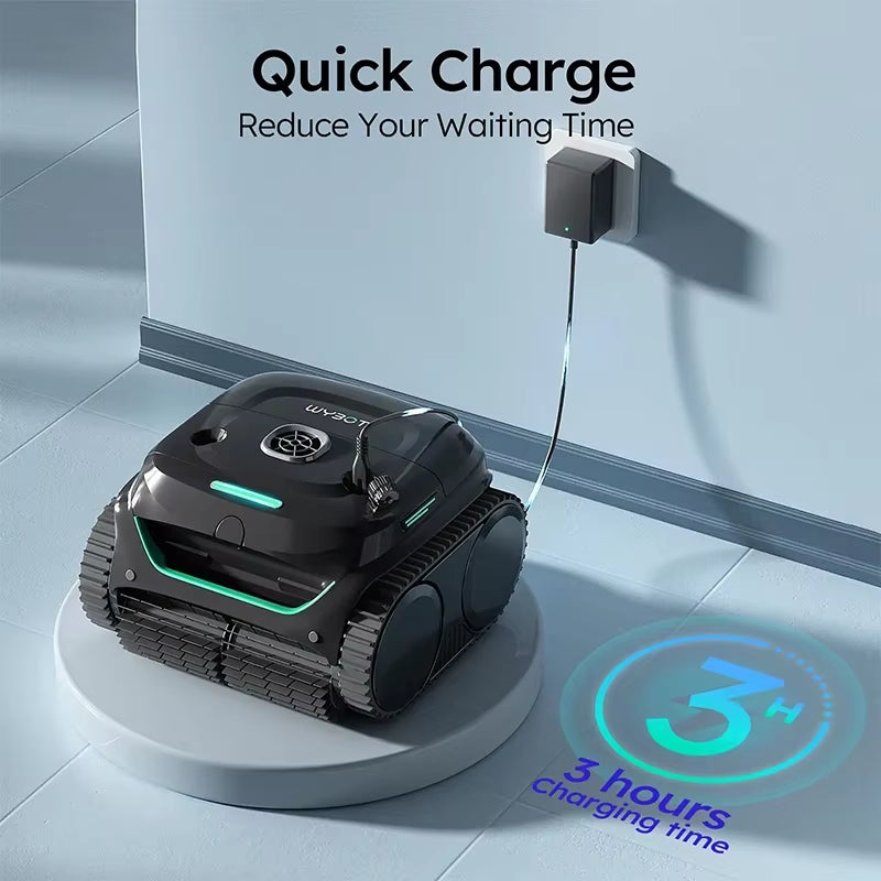 Wireless Robot Swimming Rool Cleaner C2 Wash Waterline Wall Floor Dual-Layer Filtration Running Time 180Mins App Control
