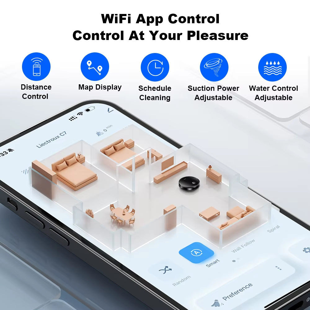 C7 Robot Vacuum Cleaner,Smart Mapping,Wifi App