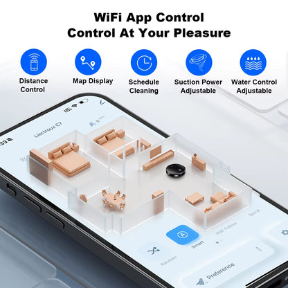 C7 Robot Vacuum Cleaner,Smart Mapping,Wifi App