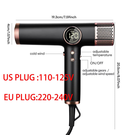 RPM High-Speed Brushless Motor Negative Ionic Blow Dryer for Fast Drying Low Noise Thermo-Control Hair Dryer
