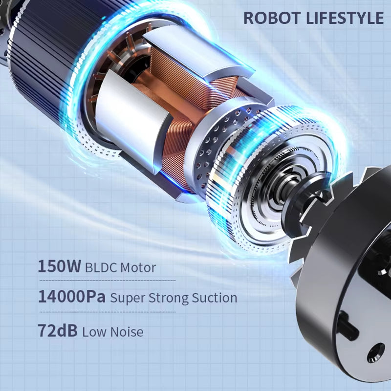 Cordless Handheld Vacuum Cleaner Wet Dry Cleaning Robot Rl9Max 14000Pa Super Strong Suction Self Heating Brush 4000Mah Battery