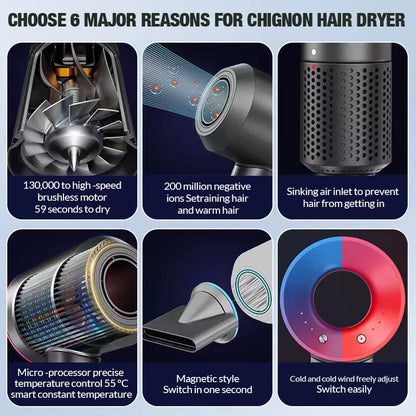5 in 1 Electric Ionic Hair Dryer High Speed Bladeless Hairdryer 