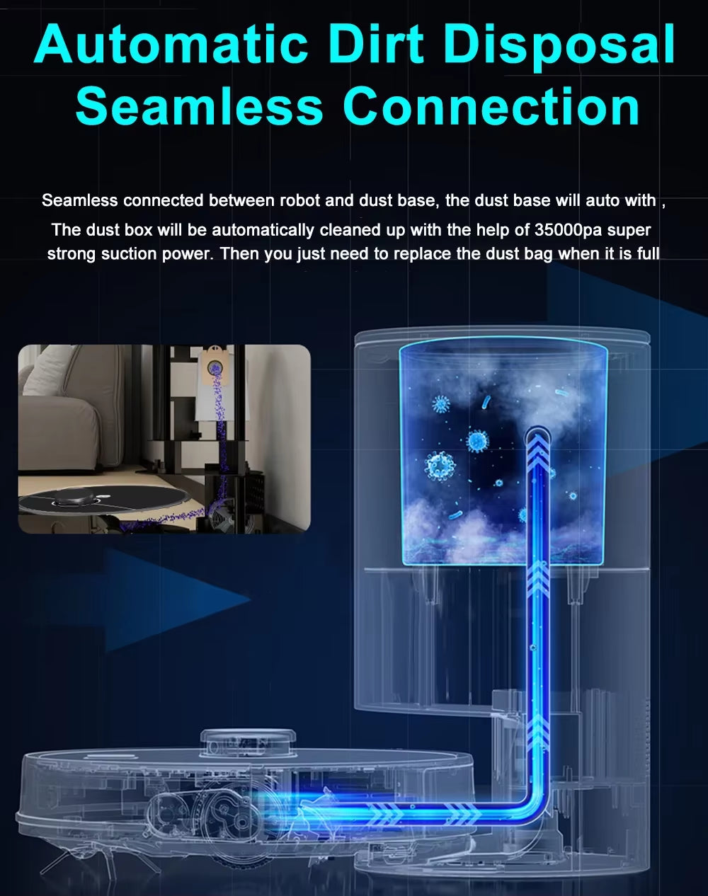 K30 Robot Vacuum Cleaner, Auto-Empty Station