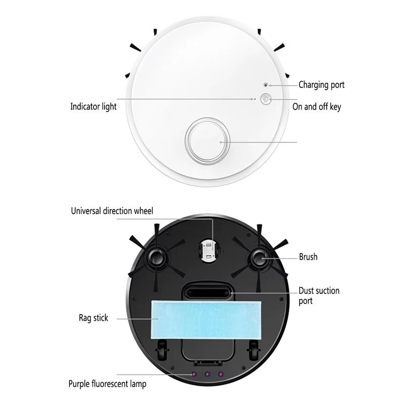 Robot Vacuum Cleaner 3-In-1 Smart Wireless 