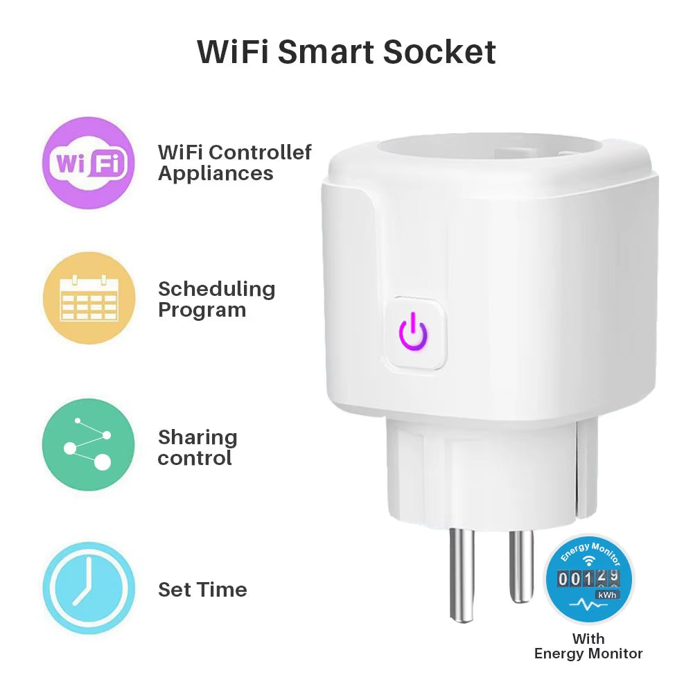  Wifi Smart Plug Socket with Power Energy Monitor EU Multi Plug 