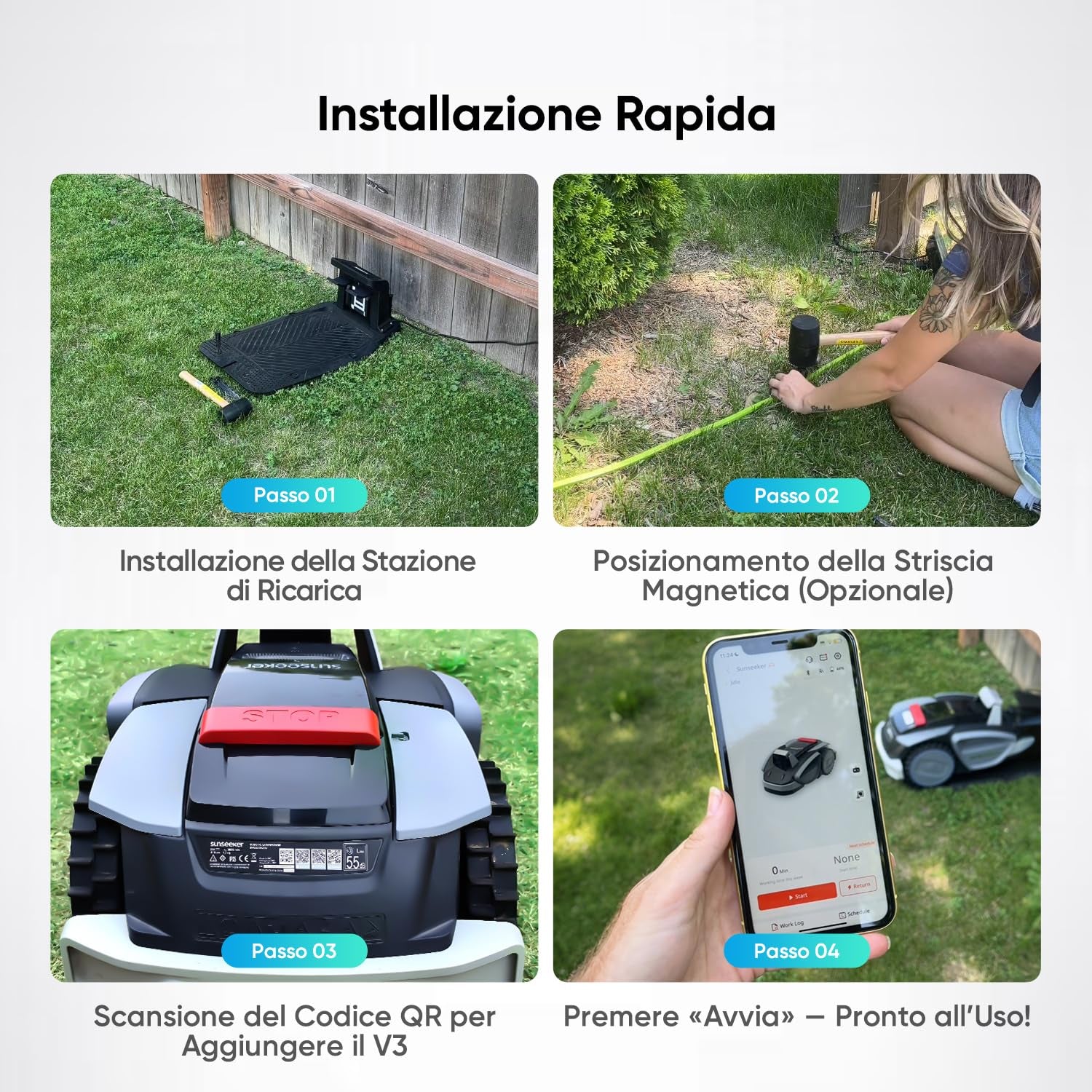 V3 Robot Tagliaerba Senza Filo Perimetrale 600 M², Vision AI, Doppio Occhio, Pendenza 42%, Controllo Tramite APP, Tagliaerba Con Un Solo Clic