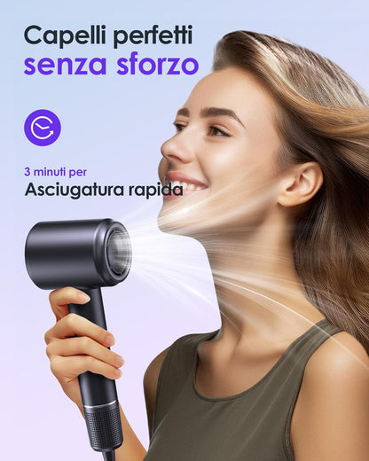 Asciugacapelli Ad Alta Velocità Con 110000RPM- Touch Screen 500 Milioni Di Negativi Ionico Asciugacapelli Ad Asciugatura Rapida, Phon Capelli Professionale Silenzioso per Viaggi, Regalo