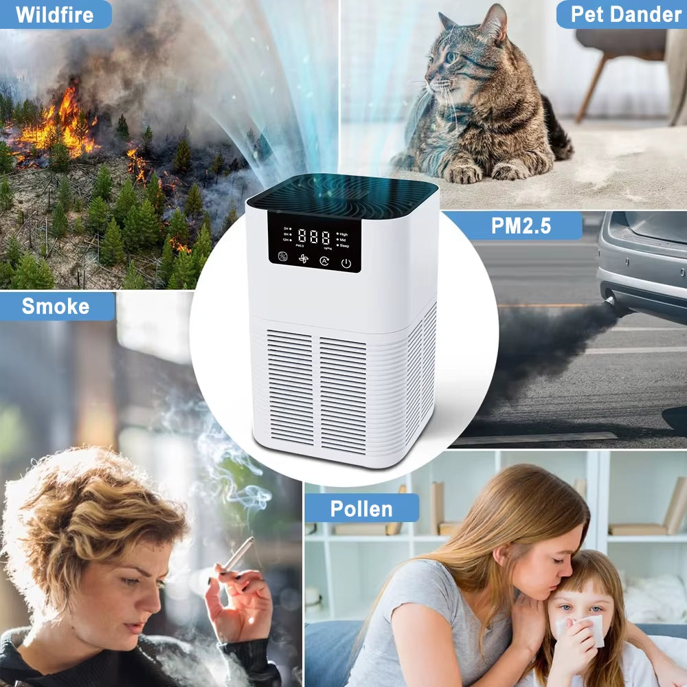 Air Purifier Smoke Odor Negative Ion Generator with Aromatherapy Air Cleaner 