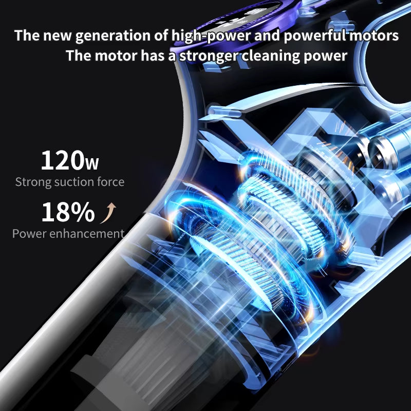 Multifunction Cordless Handheld Vacuum Cleaner 120W Powerful Suction, Lightweight