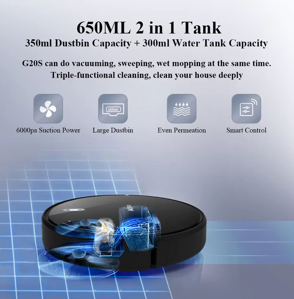 Robot Vacuum Cleaner G20S, 6000Pa Suction,Remote Upgrade