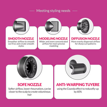 Diffuser Hairdryer Ionic 5In1 Professional Electric Hair Dryer Heat Leaf Blow Drier with Diffuser Ion Leafless Air Blower Woman